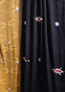 Elegant Black &amp; Gold Saree with Embellishments