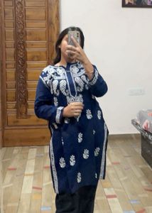 Blue Embroidered Kurta