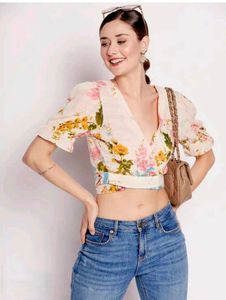 Madame Floral Print Tie-Front Cropped Shrug