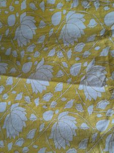 Yellow and white pure cotton Floral printed Kurta