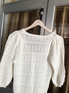 Cream Textured Knit Top☁️🎗️