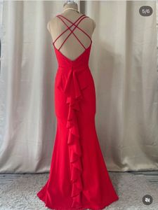 Stunning Red V-Neck Evening Gown