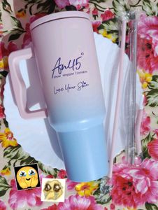 Insulated Tumbler With Straw 💙🩷