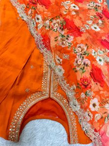 Orange Kurta with duppata only Embroidery