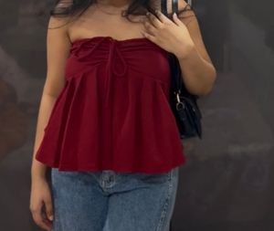 Red Ruffle Tube Top