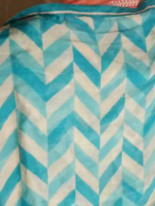 Beautiful Blue & White Chevron Print Saree