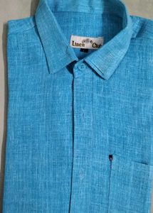 Men's Blue Linen Club Shirt
