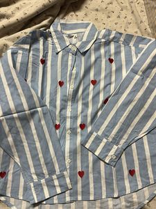 Blue Striped Heart Top