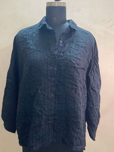 Textured Black Button-Up Shirt