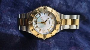 Gold Guess Watch with Diamond Accents