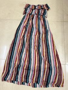 Strapless Striped Maxi Dress