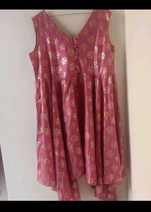 Sangria Pink & Gold Sleeveless Kurta