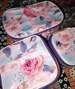 Floral Print Cosmetic Bags Set