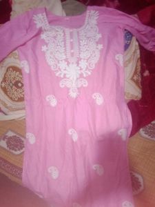 Pink and blue Embroidered Kurta