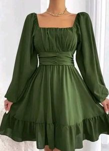 Olive Green Long Sleeve Dress