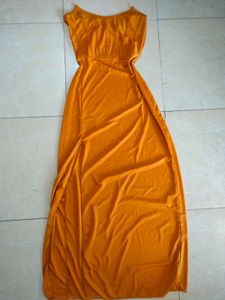 Orange Maxi Dress with Slits🌺🪞🐚🦪