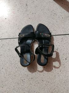 Black Embellished Sandals - Size 7