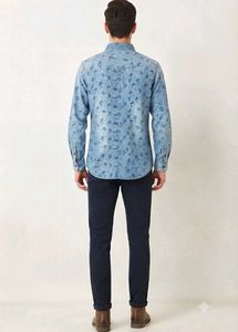 Men's Blue Floral Print Shirt