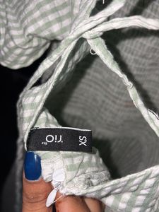 Green Gingham Puff Sleeve Dress