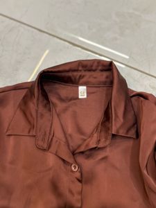 Elegant Brown Button-Down Shirt