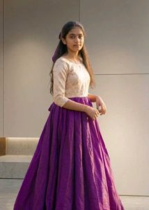 Elegant Purple & Cream Gown