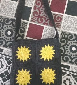 Handmade Crochet Sun Flower Sling Bag