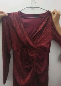 Sparkling Red V-Neck Dress
