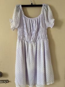 Cute Lavender Puff Sleeve Mini Dress