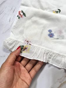 White Floral Print Pajama Pants