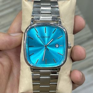 Casio Watch with Blue Sunburst Dial