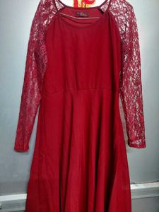 Hello Design Maroon Dress ( S)