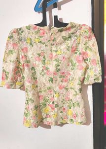 Floral Lace Puff Sleeve Top