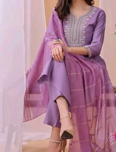 Kalini Brand -Embroidered Lavender Cotton Kurta