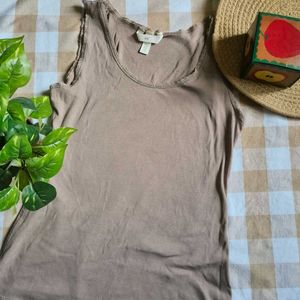 H&amp;M Tan Lace Trim Tank Top