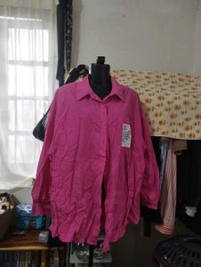 Bright Pink Oversized Button-Up Shirt