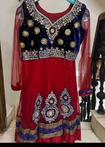 Exquisite Red &amp; Blue Embroidered Lehenga Choli