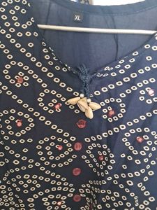 Elegant Navy Blue Kurta set with Bandhani Print