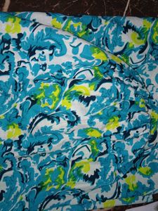 Vibrant Blue & Yellow Floral Print Dress Material