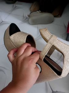 Sparkling Gold Heeled Sandals