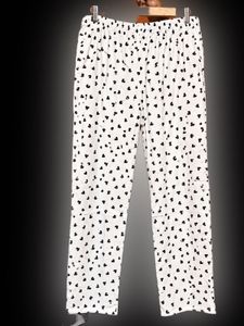 White Palazzo Pants with Black Heart Print