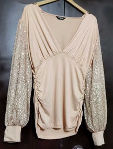 Nude Color Partywear Top For 34 Bust