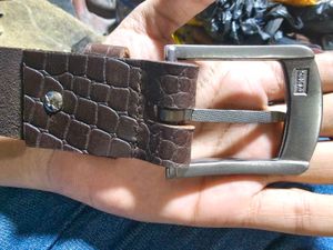 Classic Brown Croc Embossed Belt for Men