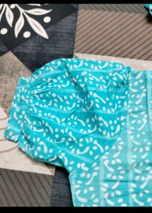 Aqua Blue Printed Kurta