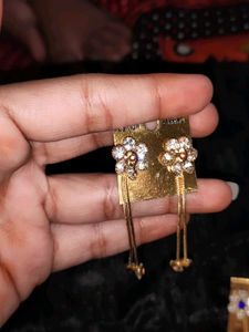Gold Flower Drop Earrings