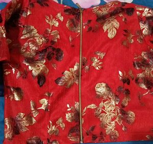 Red Floral crop top and long skirt