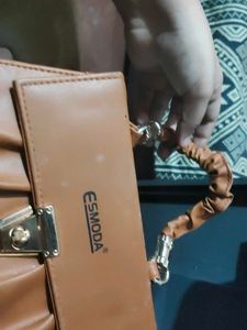 ESMODA Tan Faux Leather Clutch Bag