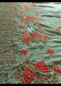 Embroidered Green Saree
