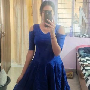 Vibrant Blue A-Line Midi Dress