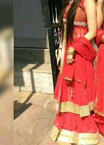 Vibrant Red Layered Lehenga Choli