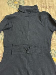 Navy Blue Turtleneck Knit Dress